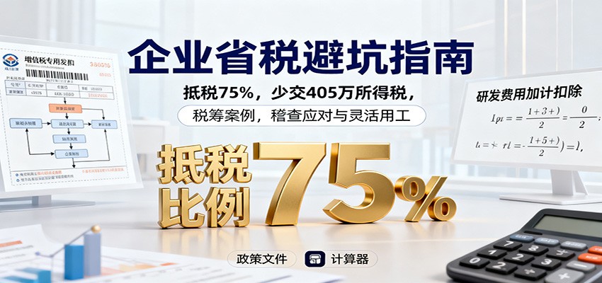 企业省税避坑指南：抵税75%，少交405万所得税，税筹案例，稽查应对与灵活用工-阿鹏创业资源网