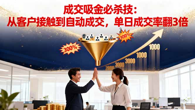 吸金成交营销必杀技：从客户接触到自动成交，单日成交率翻3倍-阿鹏创业资源网