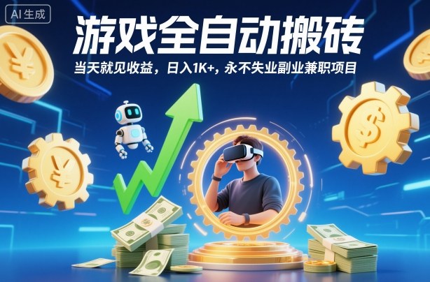 游戏全自动搬砖，当天就见收益，日入1K+，永不失业副业兼职项目【揭秘】-阿鹏创业资源网