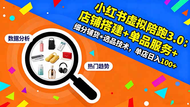 小红书虚拟陪跑3.0：店铺搭建+单品服务+细分铺货+选品技术，单店日入100+-阿鹏创业资源网