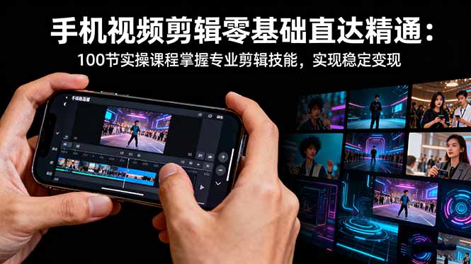 手机视频剪辑零基础直达精通：100节实操课程掌握专业剪辑技能，实现稳...-阿鹏创业资源网