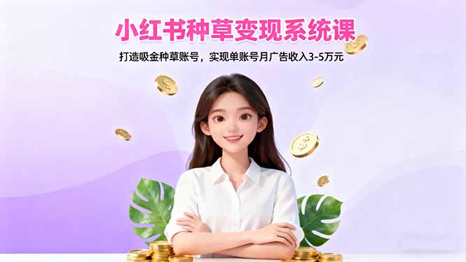 小红书种草变现系统课：打造吸金种草账号，实现单账号月广告收入3-5万元-阿鹏创业资源网
