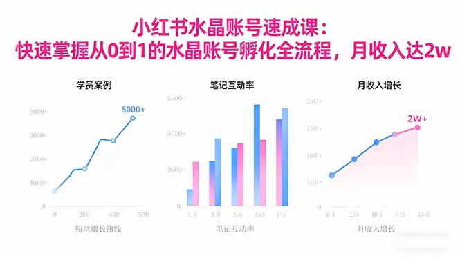 2025小红书水晶账号速成课：快速掌握从0-1水晶账号孵化全流程，月收入达2w-阿鹏创业资源网