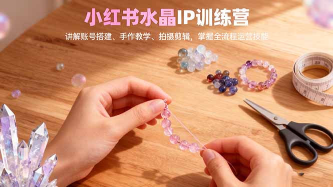 小红书水晶IP训练营，讲解账号搭建、手作教学、拍摄剪辑，全流程运营技能-阿鹏创业资源网