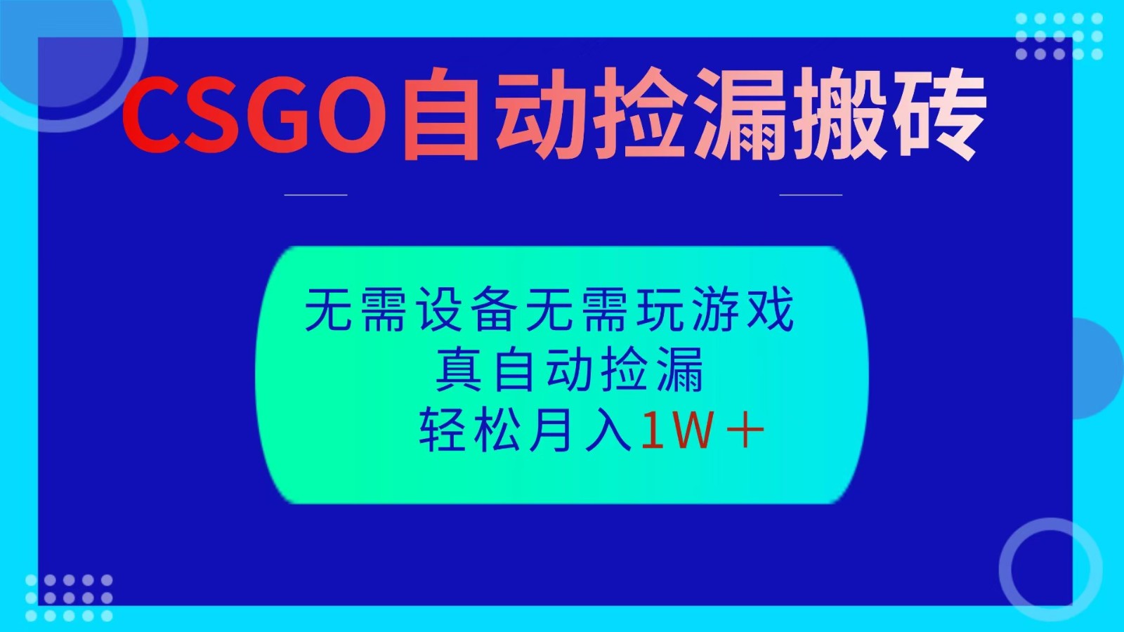 CSGO自动捡漏搬砖,当天操作当天见结果,无需了解游戏,包教包会包落地-阿鹏创业资源网