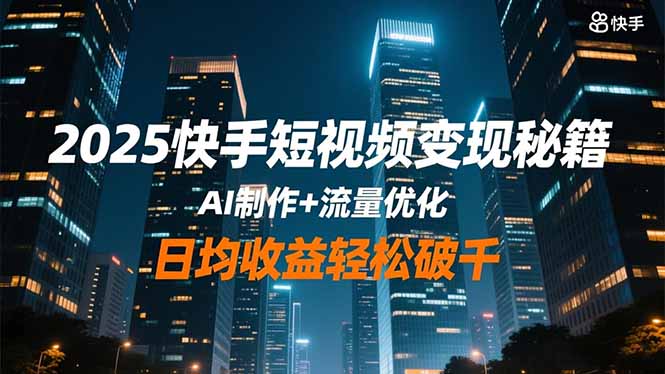 2025快手短视频变现秘籍，AI制作+流量优化，日均收益轻松破千-阿鹏创业资源网