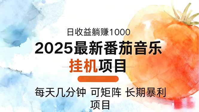 2025年最新番茄音乐人挂机项目,每天几分钟,月入1000+,可矩阵,一台...-阿鹏创业资源网