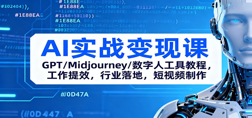 AI实战变现课：GPT/Midjourney/数字人工具教程，工作提效，行业落地，短视频制作-阿鹏创业资源网