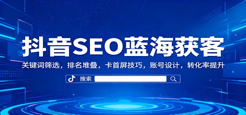 抖音SEO蓝海获客：关键词筛选，排名堆叠，卡首屏技巧，账号设计，转化率提升-阿鹏创业资源网