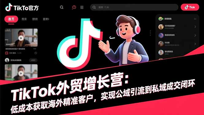 TikTok外贸增长营：低成本获取海外精准客户，实现公域引流到私域成交闭环-阿鹏创业资源网