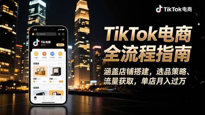TikTok电商全流程指南,涵盖店铺搭建、选品策略、流量获取,单店月入过万-阿鹏创业资源网
