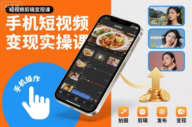 手机短视频变现实操课，短视频剪辑变现课-阿鹏创业资源网