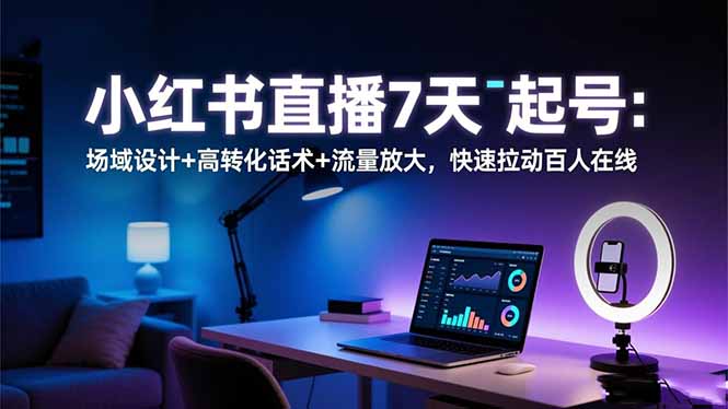 小红书直播7天起号:场域设计+高转化话术+流量放大,快速拉动百人在线-阿鹏创业资源网