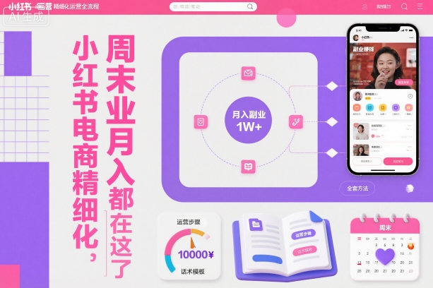 小红书电商精细化运营全流程，周末副业月入1W+，全套方法都在这了-阿鹏创业资源网