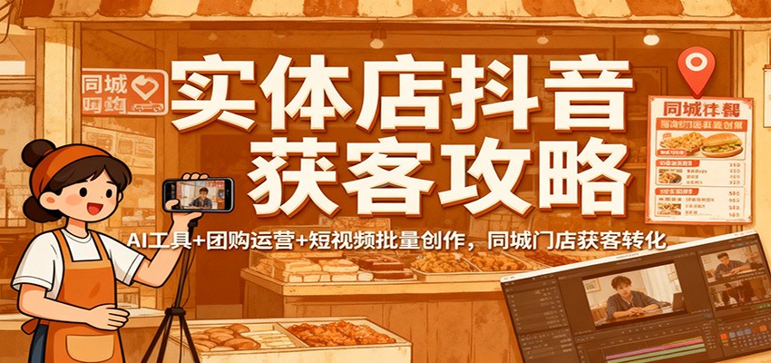 实体店抖音获客攻略：AI工具+团购运营+短视频批量创作，同城门店获客转化-阿鹏创业资源网